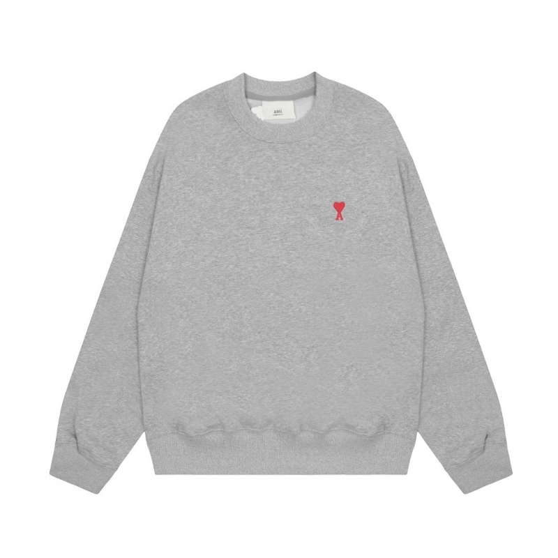 Ami Pairs 2022FW Macaron Little Heart Round Neck Sweatshirt grey 717