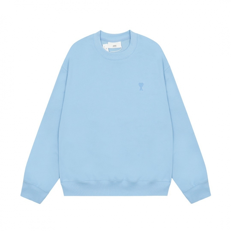 Ami Pairs 2022FW Macaron Little Heart Round Neck Sweatshirt blue 792