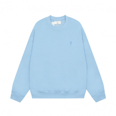 Ami Pairs 2022FW Macaron Little Heart Round Neck Sweatshirt blue 792