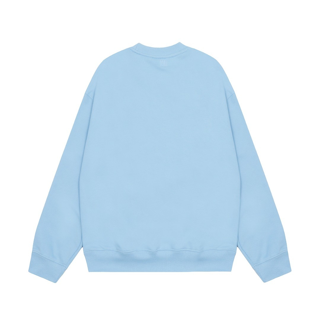 Ami Pairs 2022FW Macaron Little Heart Round Neck Sweatshirt blue 792