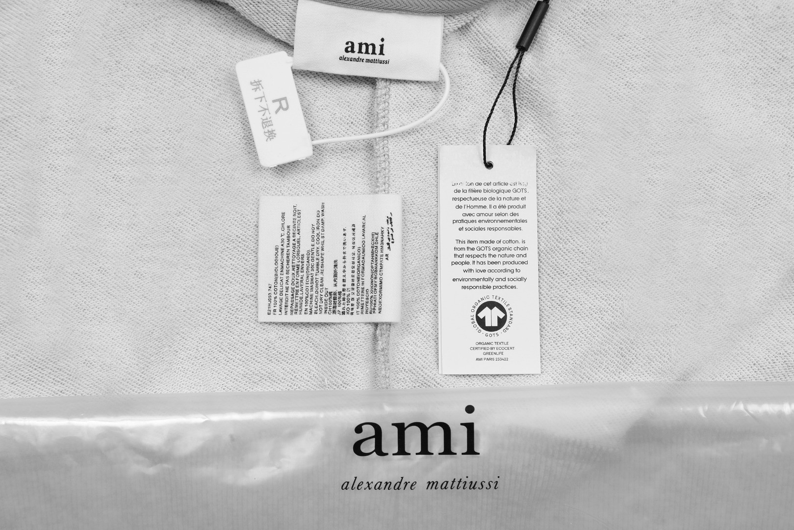 Ami Pairs 2022FW Macaron round neck big love sweatshirt grey 320