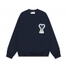 Ami Pairs 2022FW Macaron round neck big love sweatshirt dark blue 775