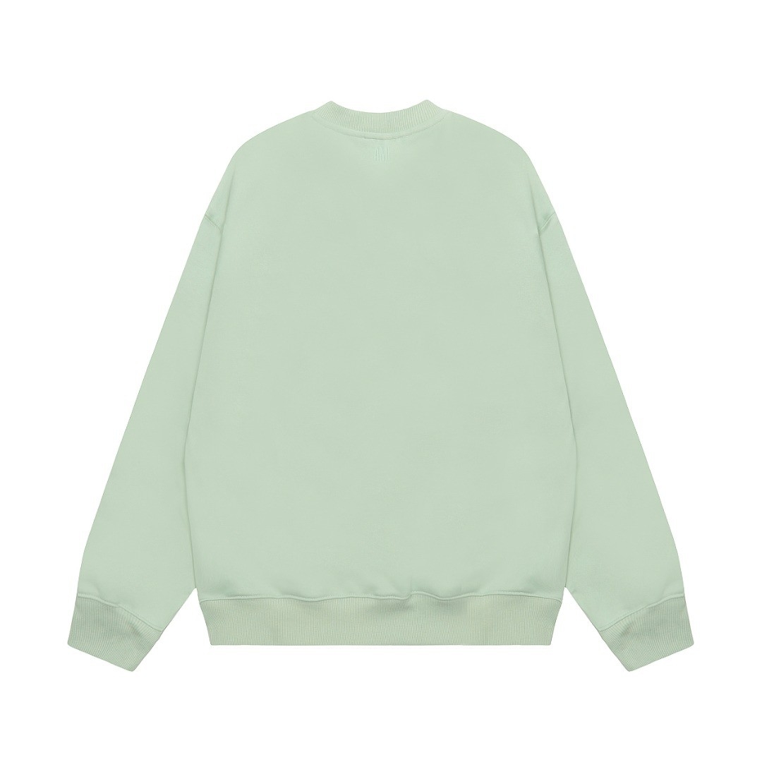 Ami Pairs 2022FW Macaron round neck big love sweatshirt wood green 939