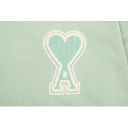 Ami Pairs 2022FW Macaron round neck big love sweatshirt wood green 939