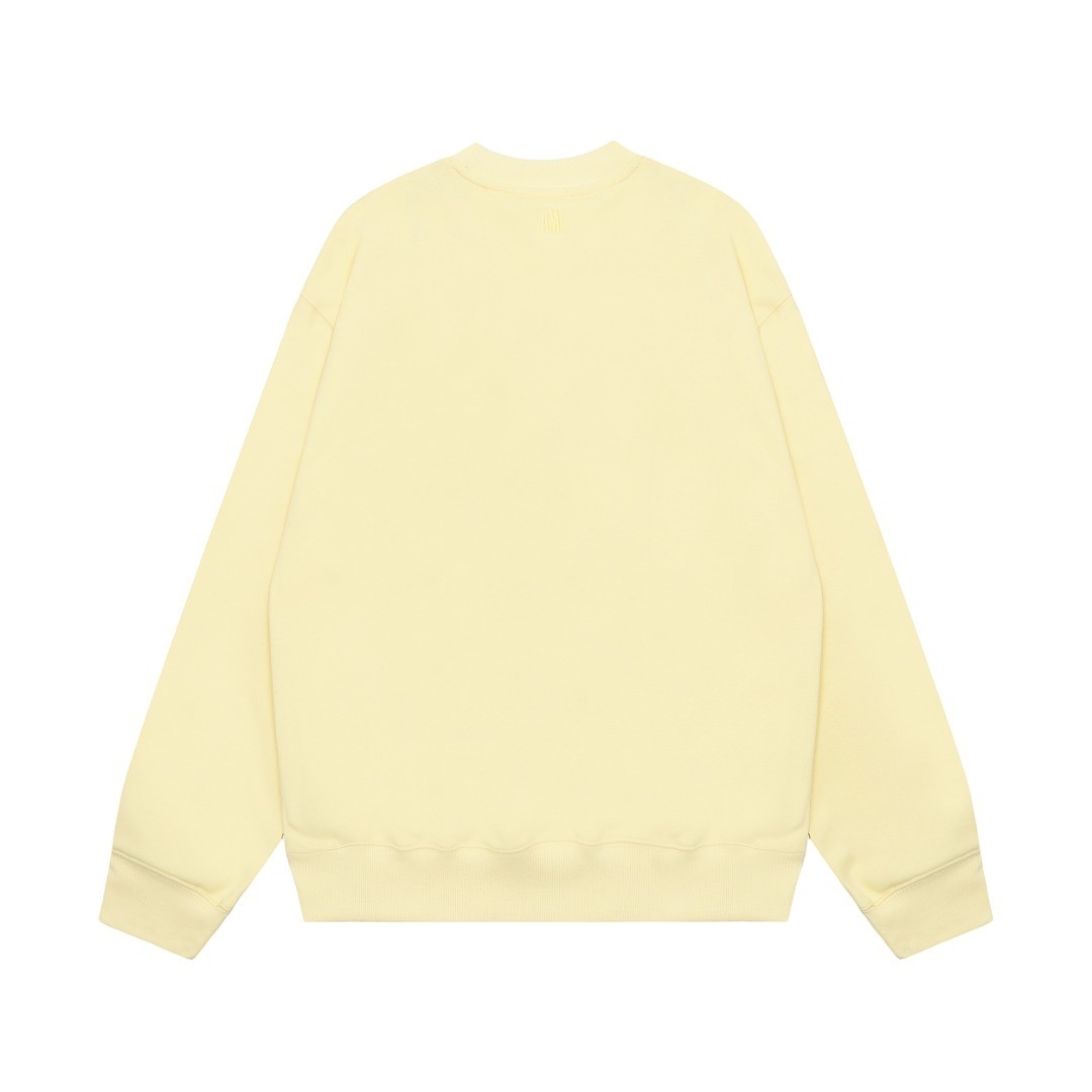 Ami Pairs 2022FW Macaron round neck big love sweatshirt yellow white 574