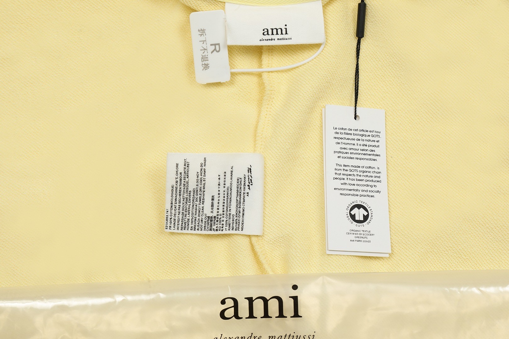 Ami Pairs 2022FW Macaron round neck big love sweatshirt yellow white 574