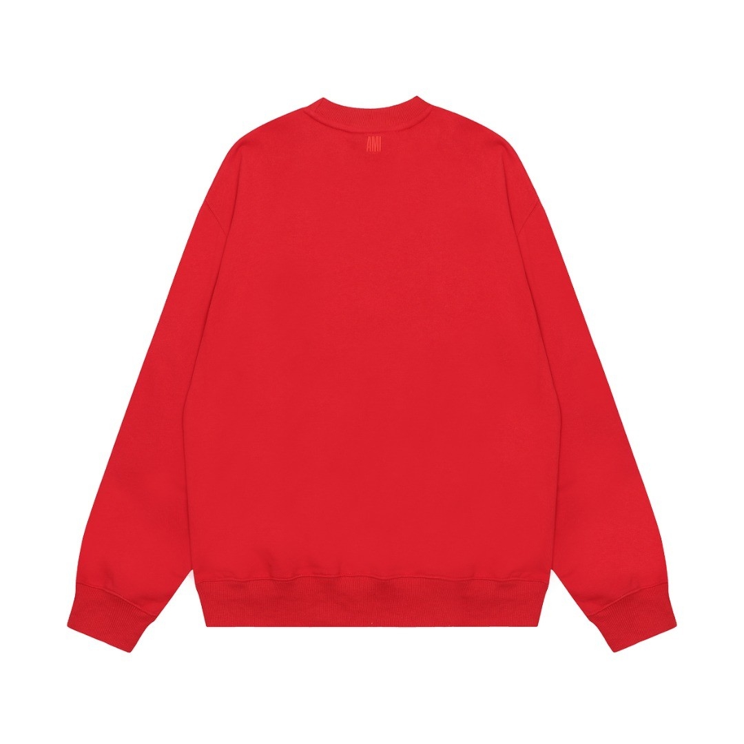 Ami Pairs 2022FW Macaron round neck big love sweatshirt red white 838