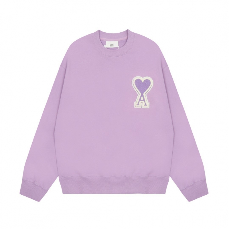 Ami Pairs  Macaron round neck big love sweatshirt Purple white 272