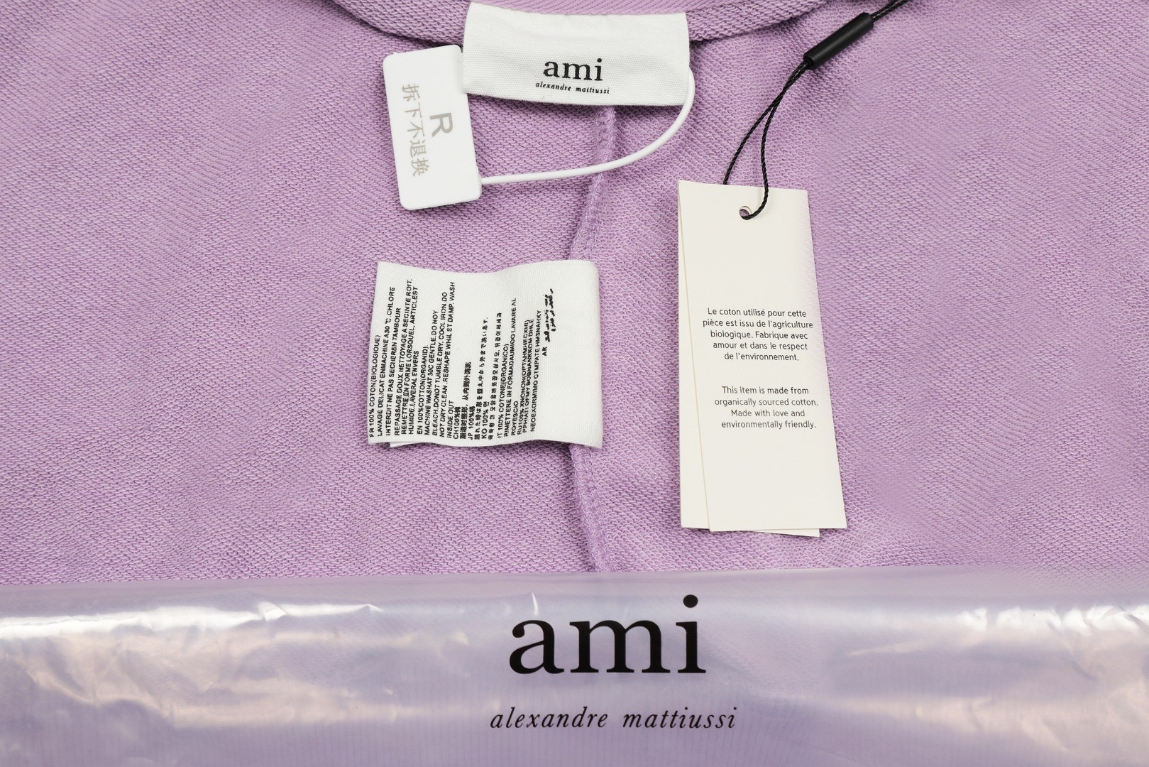 Ami Pairs  Macaron round neck big love sweatshirt Purple white 272