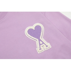 Ami Pairs  Macaron round neck big love sweatshirt Purple white 272