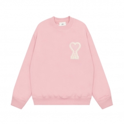 Ami Pairs 2022FW Macaron round neck big love sweatshirt pink white 661