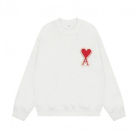 Ami Pairs Macaron round neck big love sweatshirt White Red 747