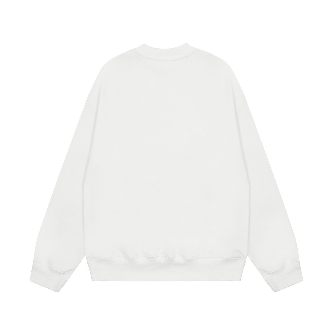 Ami Pairs 2022FW Macaron round neck big love sweatshirt White Black 074