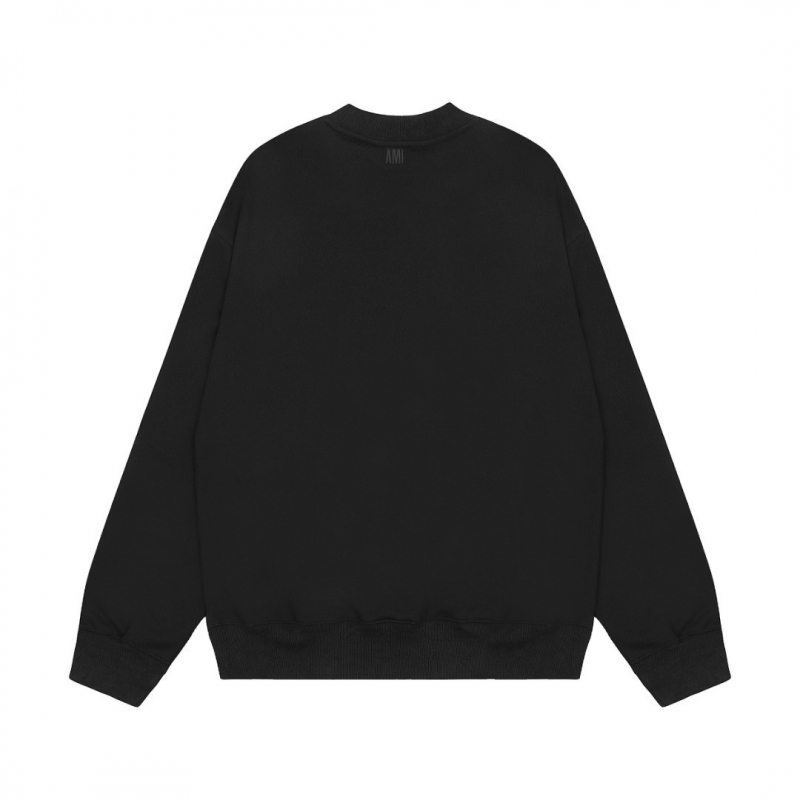 Ami Pairs 2022FW Macaron round neck big love sweatshirt Black Black 010