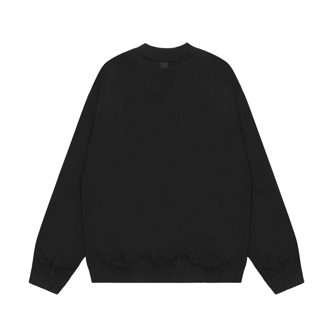 Ami Pairs 2022FW Macaron round neck big love sweatshirt Black Black 010