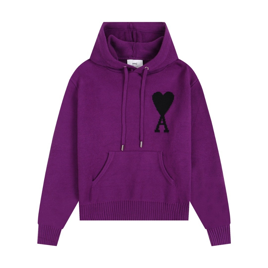 Ami paris Wool Hoodies Purple S-XL 954