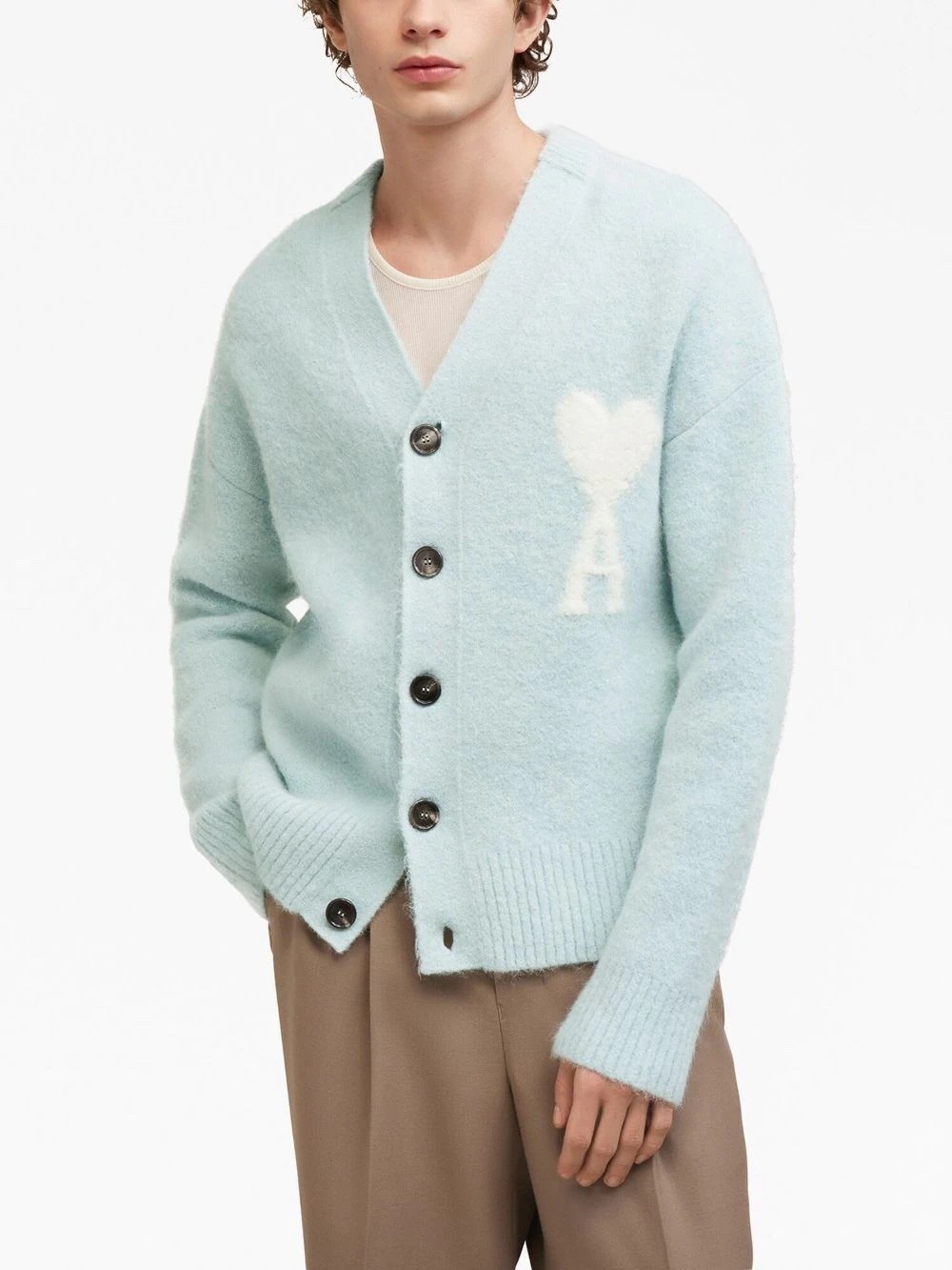 Ami paris new cloud alpaca cardigan knitted sweater jacket 993