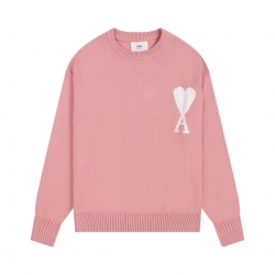 Ami paris Round neck Sweaters Pink S-XL 111