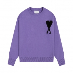 Ami paris Round neck Sweaters Purple 138