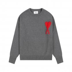 Ami paris Round neck Sweaters Grey S-XL 808