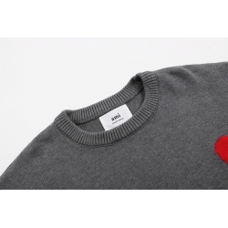 Ami paris Round neck Sweaters Grey S-XL 808