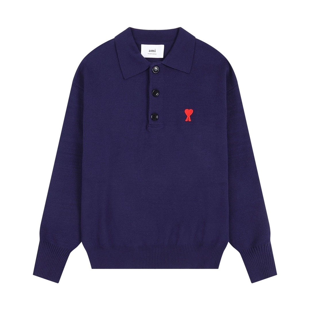 Ami paris Polo Sweaters Dark Blue 138