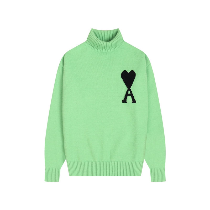 Ami Pairs 2024FW Macaron Large Heart Turtleneck Sweater