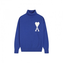 Ami Pairs 2024FW Macaron Large Heart Turtleneck Sweater