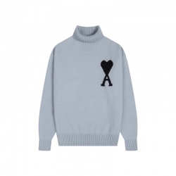 Ami Pairs 2024FW Macaron Large Heart Turtleneck Sweater