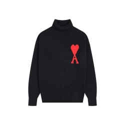 Ami Pairs 2024FW Macaron Large Heart Turtleneck Sweater